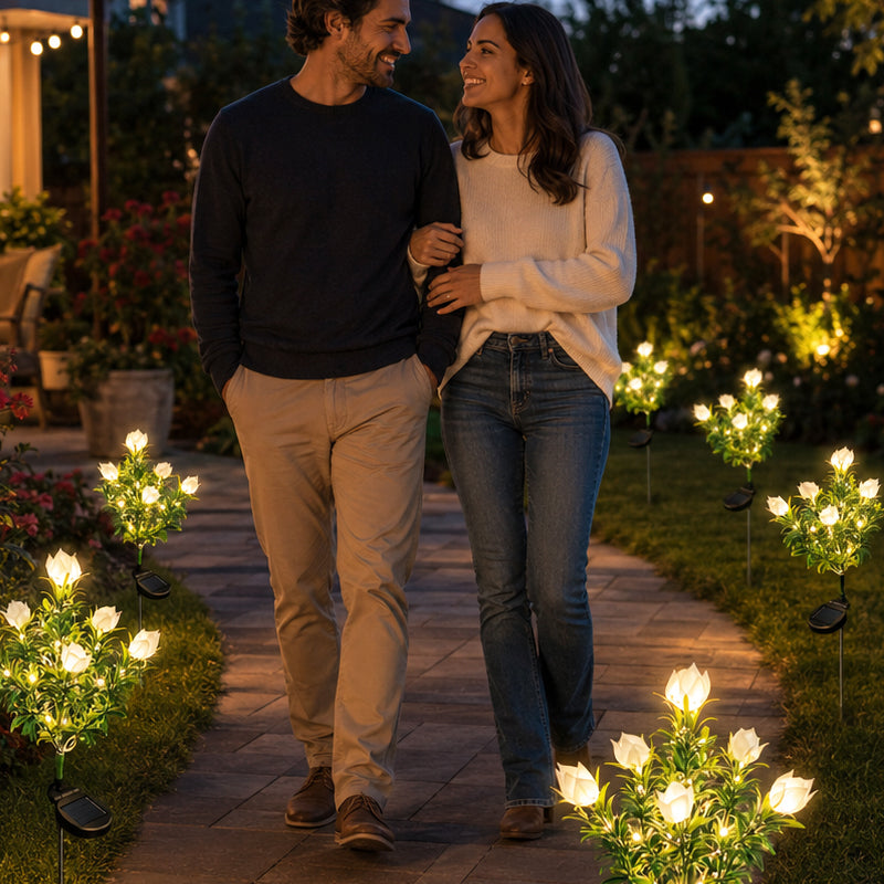 🌸Solar Gardenia Flower Lights – LED Simulation Bloom Lamps for Garden, Pathway & Patio Decor