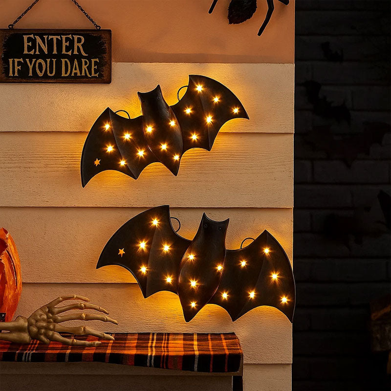 Halloween LED Bat Wall Decor – Glowing Spooky Bat Accent for Porch, Mantel & Party Backdrop