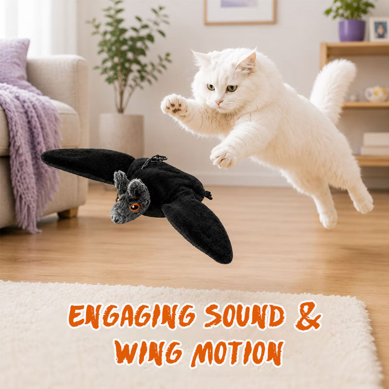 🦇 Remote Control Plush Bat Cat Toy – Rechargeable Interactive Cat Toy with Moving Wings & Sound