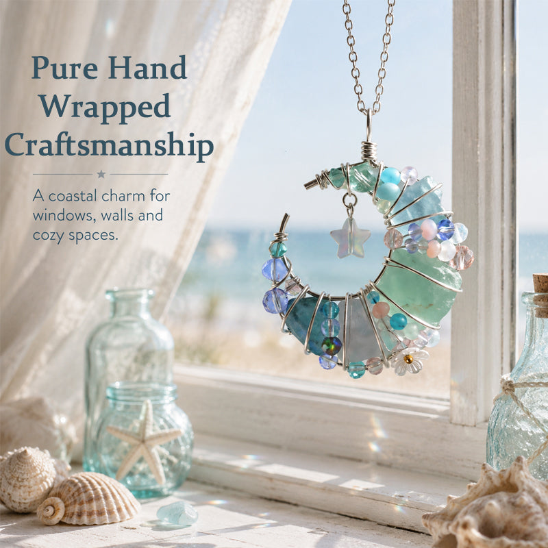 Handmade Crystal Crescent Moon Hanging Ornament