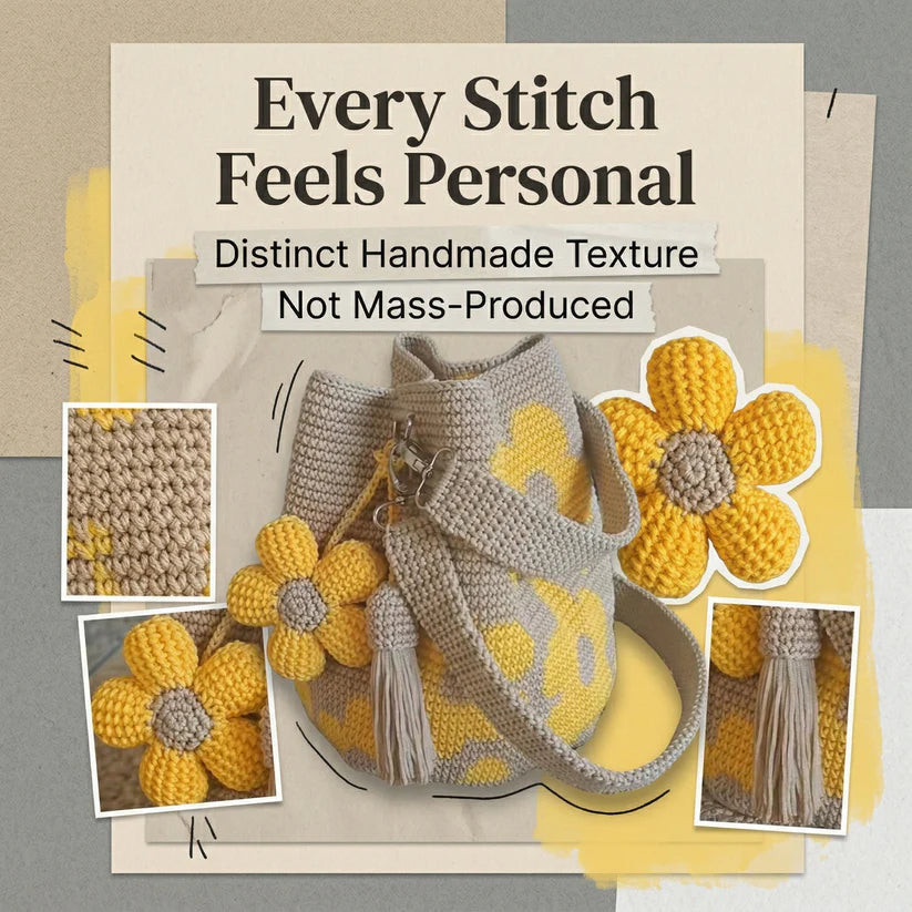 Hand-Crocheted Floral Tote Bag – Handmade Style Cotton Crochet Shoulder Bag 🌼✨