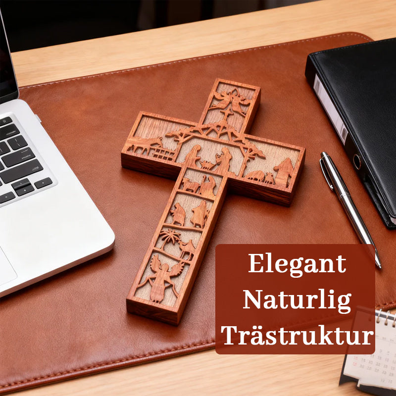 Bordlampa med kors i trä och öppen design