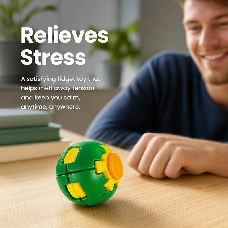 Fidget Spinner Decompression Ball – Pocket Press-to-Spin Desk Toy for Kids & Adults