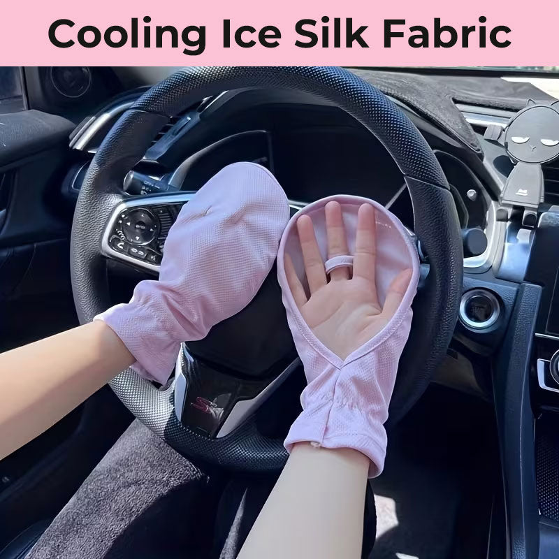 Ice Silk Fingerless Driving Gloves – Lightweight Sun Coverage Gloves for Summer Driving & Travel