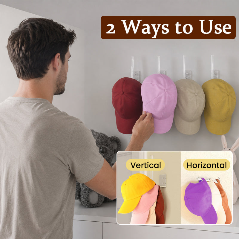 Drill-Free Wall Mounted Hat Rack – Self-Adhesive Baseball Cap Organizer for Closets, Bedrooms & Entryways