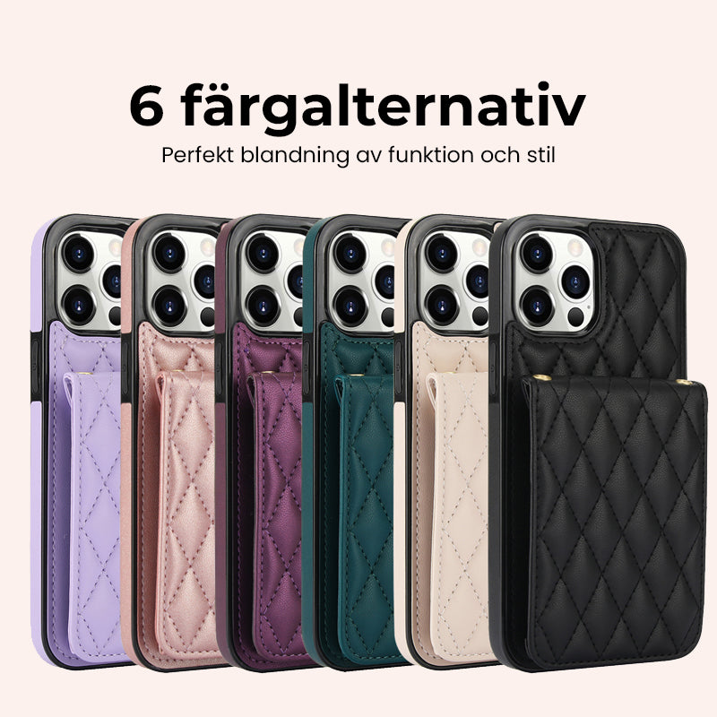 Korthållare i Chanel-stil med långt axelband i rep, damfodral