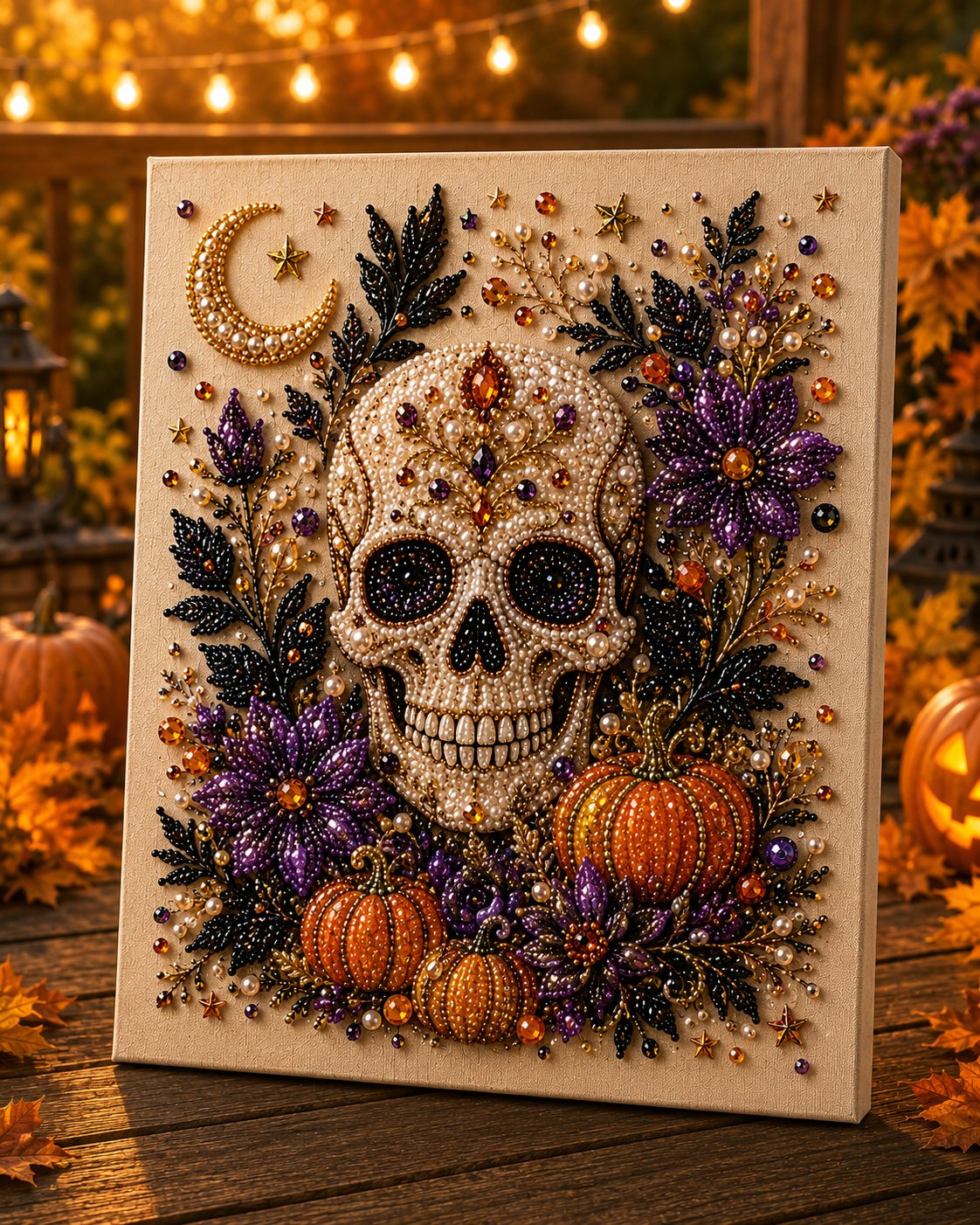 👻✨ Halloween Pearl Art DIY Kit – Spooky-Cute Ghost & Pumpkin Bead Painting Craft for Fall Decor