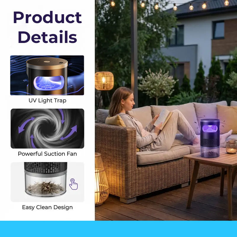🦟 USB Quiet Suction Mosquito Trap Lamp – Portable Indoor Bug Catcher with Soft Night Light