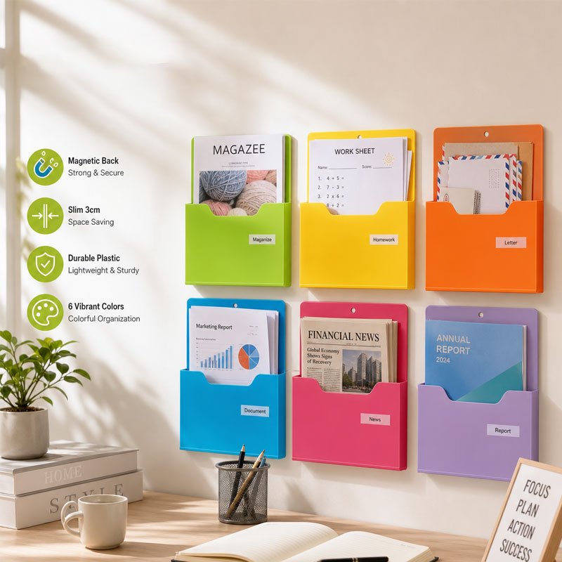 Magnetic Wall File Organizer Set