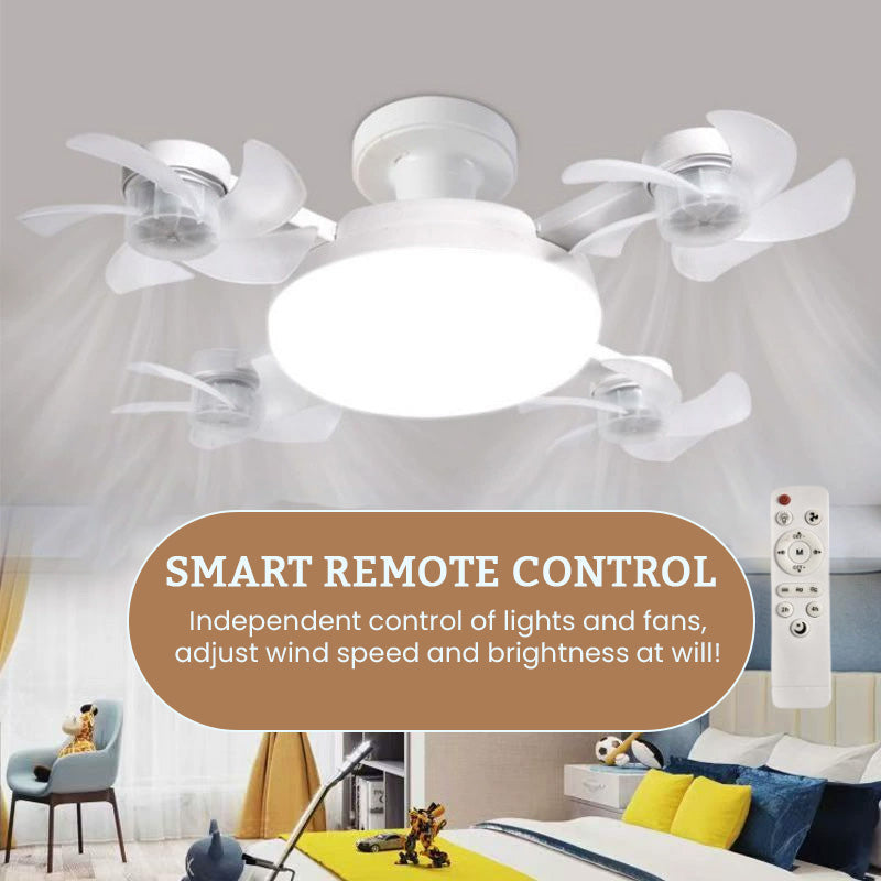 E27 Socket Fan Light with Remote – Foldable LED Ceiling Fan Bulb for Small Rooms