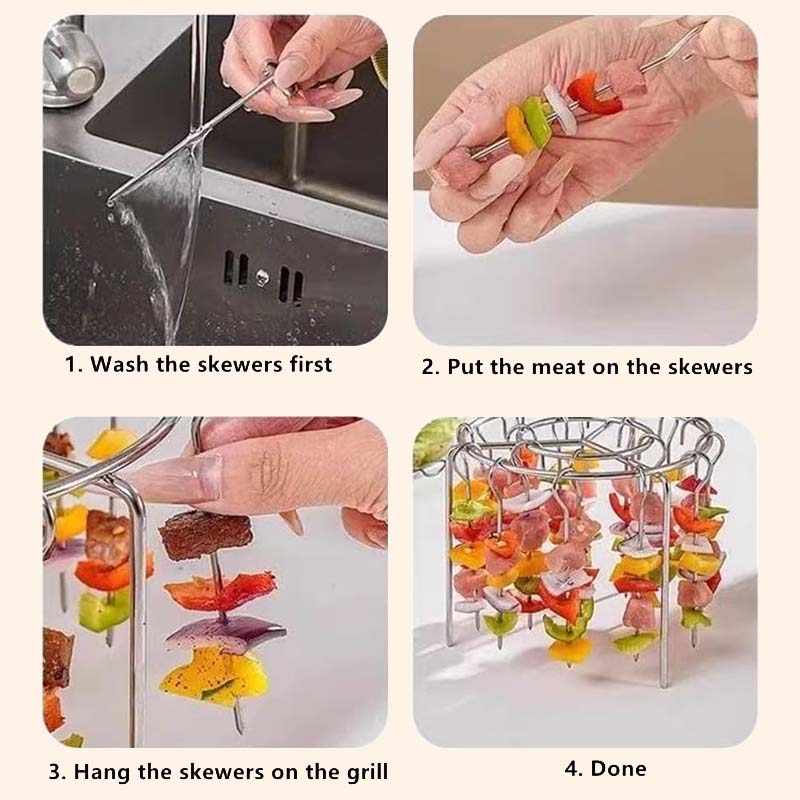 🔥 Air Fryer Skewer Rack – Stainless Steel Vertical Kebab Holder for Air Fryers, Ovens & Homemade BBQ Snacks🍢