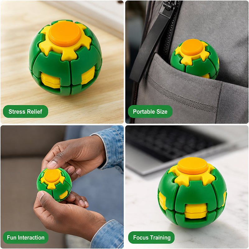 Fidget Spinner Decompression Ball – Pocket Press-to-Spin Desk Toy for Kids & Adults