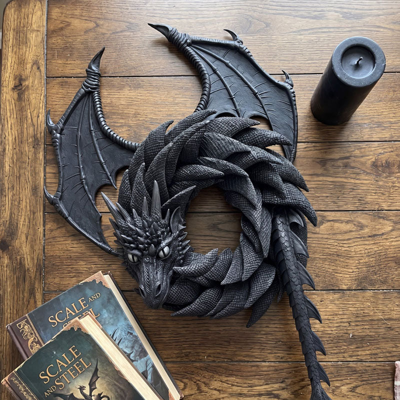 Handmade Dragon Wreath – Fantasy Gothic Wall & Door Decor for Dragon Lovers
