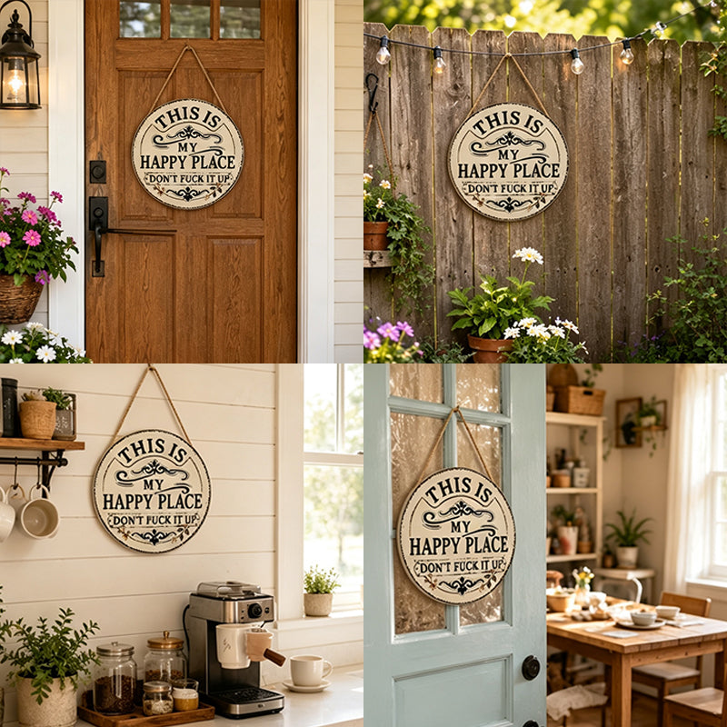 This Is My Happy Place Iron Sign – Rustic Metal Wall Decor for Garden, Porch, Patio & Cozy Corners