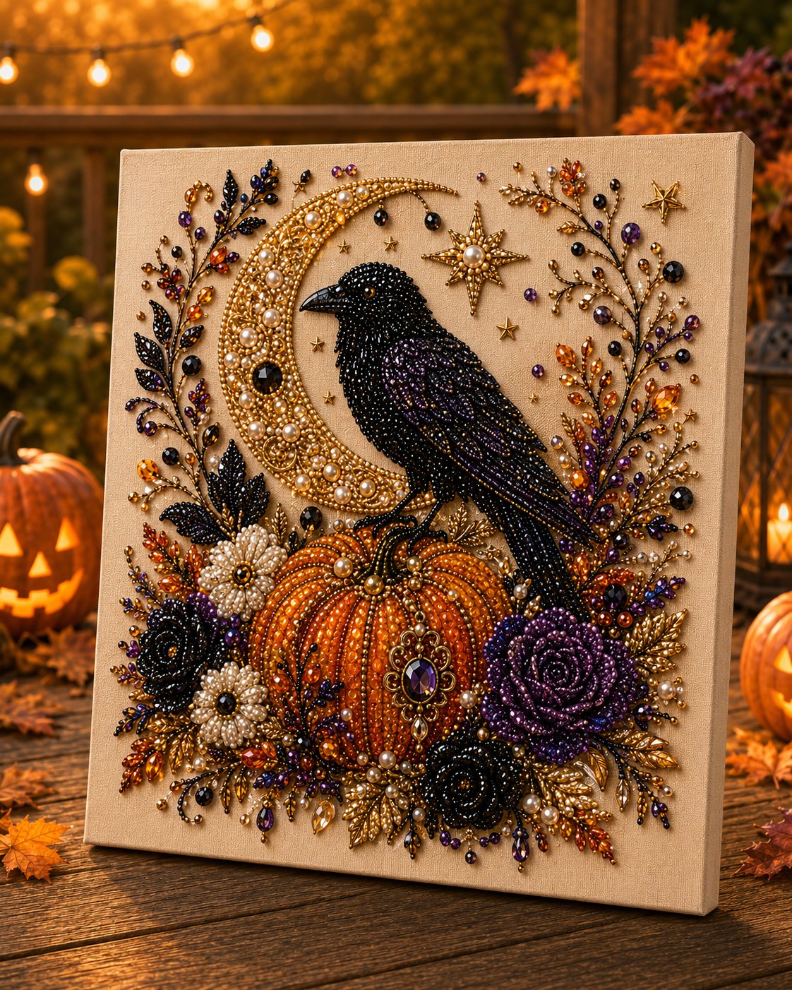 👻✨ Halloween Pearl Art DIY Kit – Spooky-Cute Ghost & Pumpkin Bead Painting Craft for Fall Decor