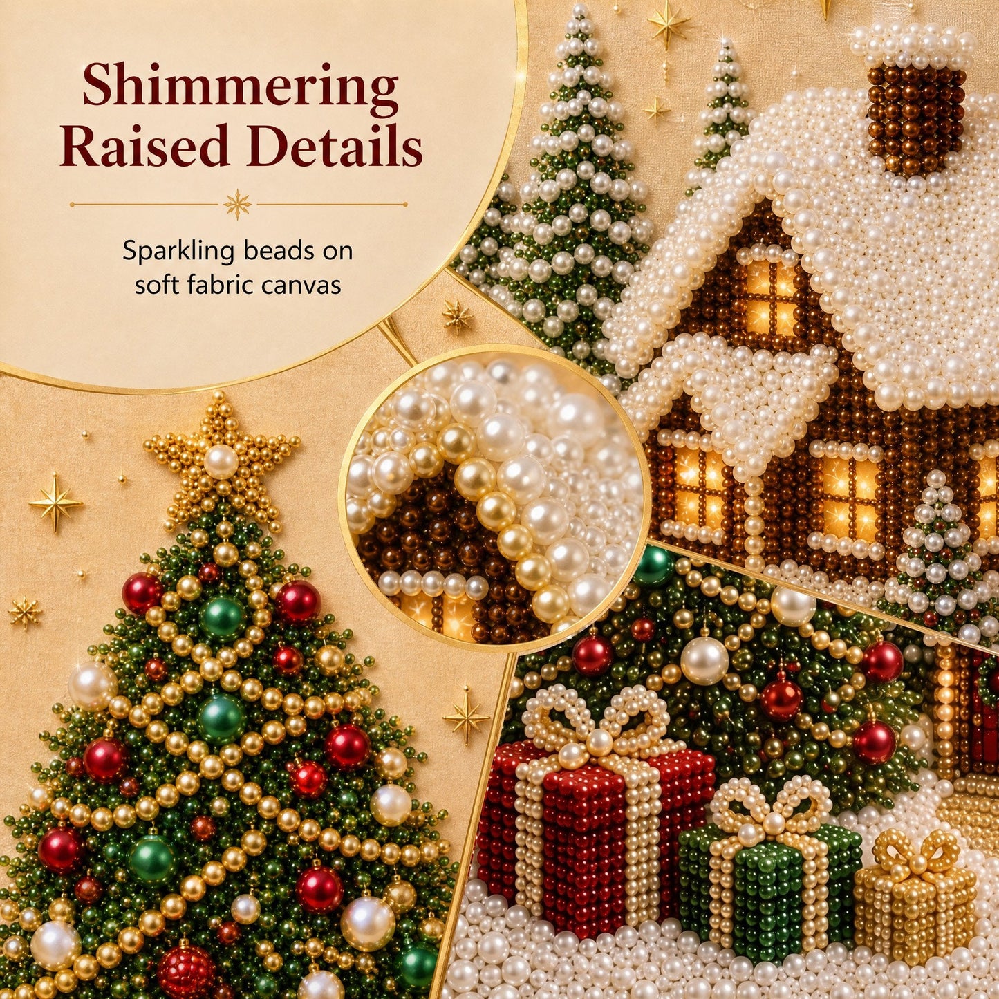 🎄🎅 Christmas Pearl Diamond Painting Kit – 3D Pearl Bead DIY Wall Art Set for Festive Crafting, Holiday Decor & Handmade Gifts