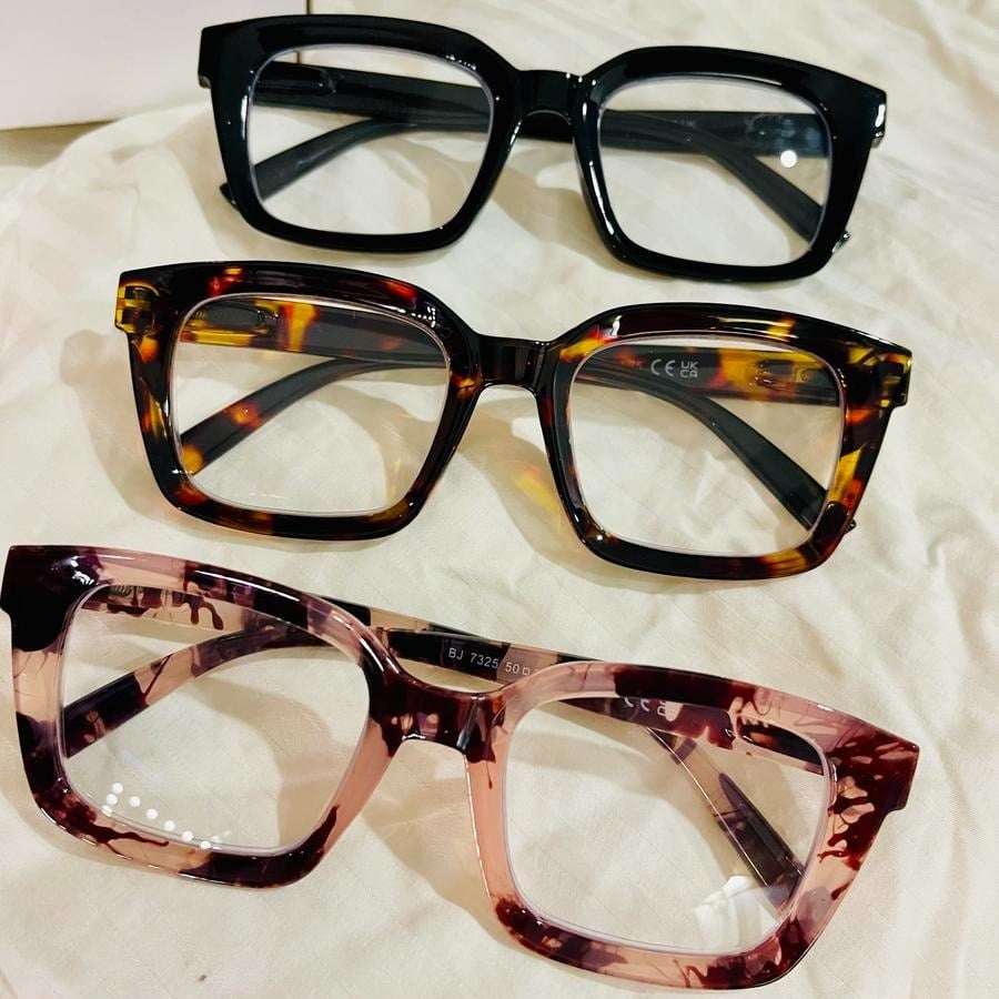 👓3-pack Tortoiseshell Reading Glasses – Oversized Square Reading Glasses That Block Blue Light