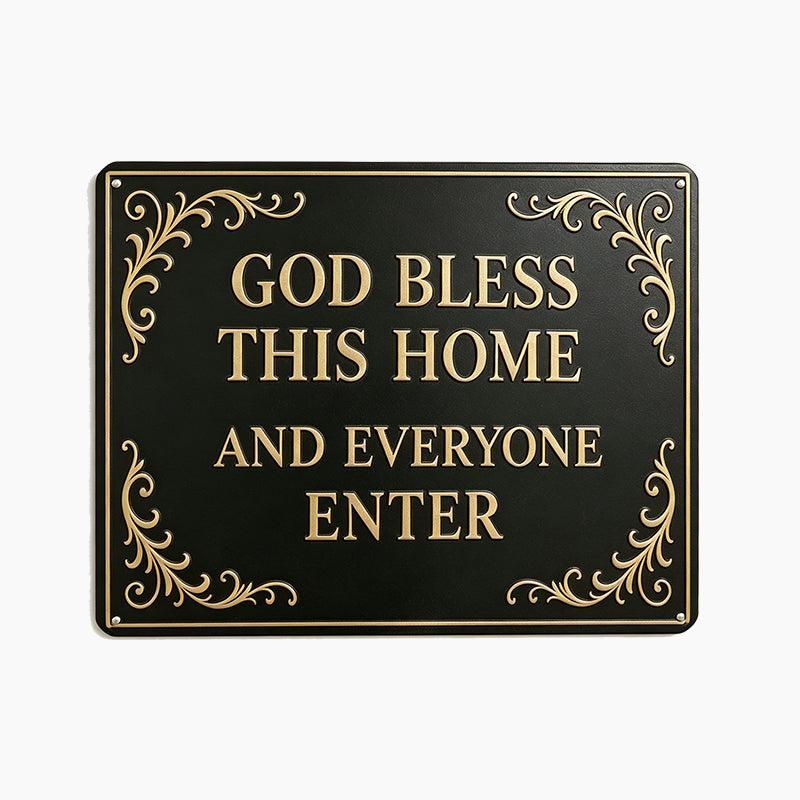 God Bless This Home Iron Sign – Faith-Inspired Wall Decor for Entryway, Porch & Housewarming Gift