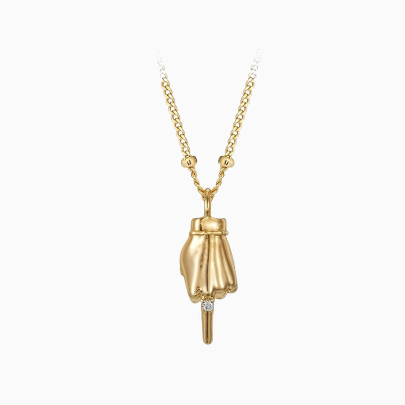 Gold Hand Gesture Pendant Necklace