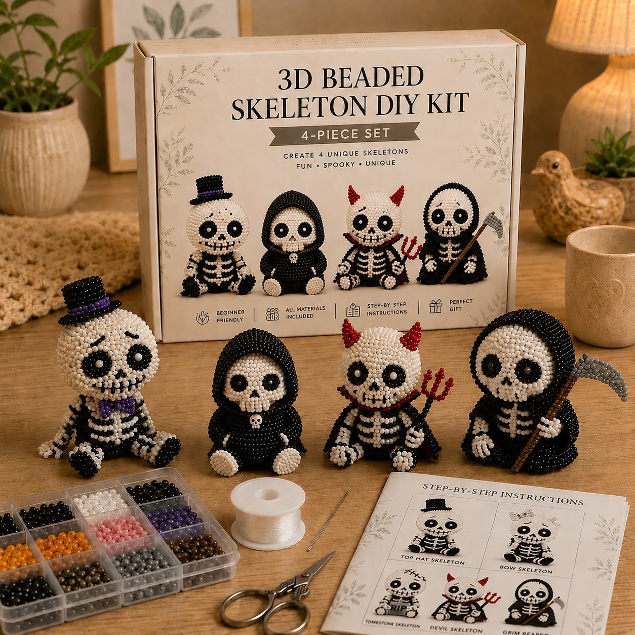 🔥Last Day 49% OFF 💀 3D Beaded Skeleton DIY Kit