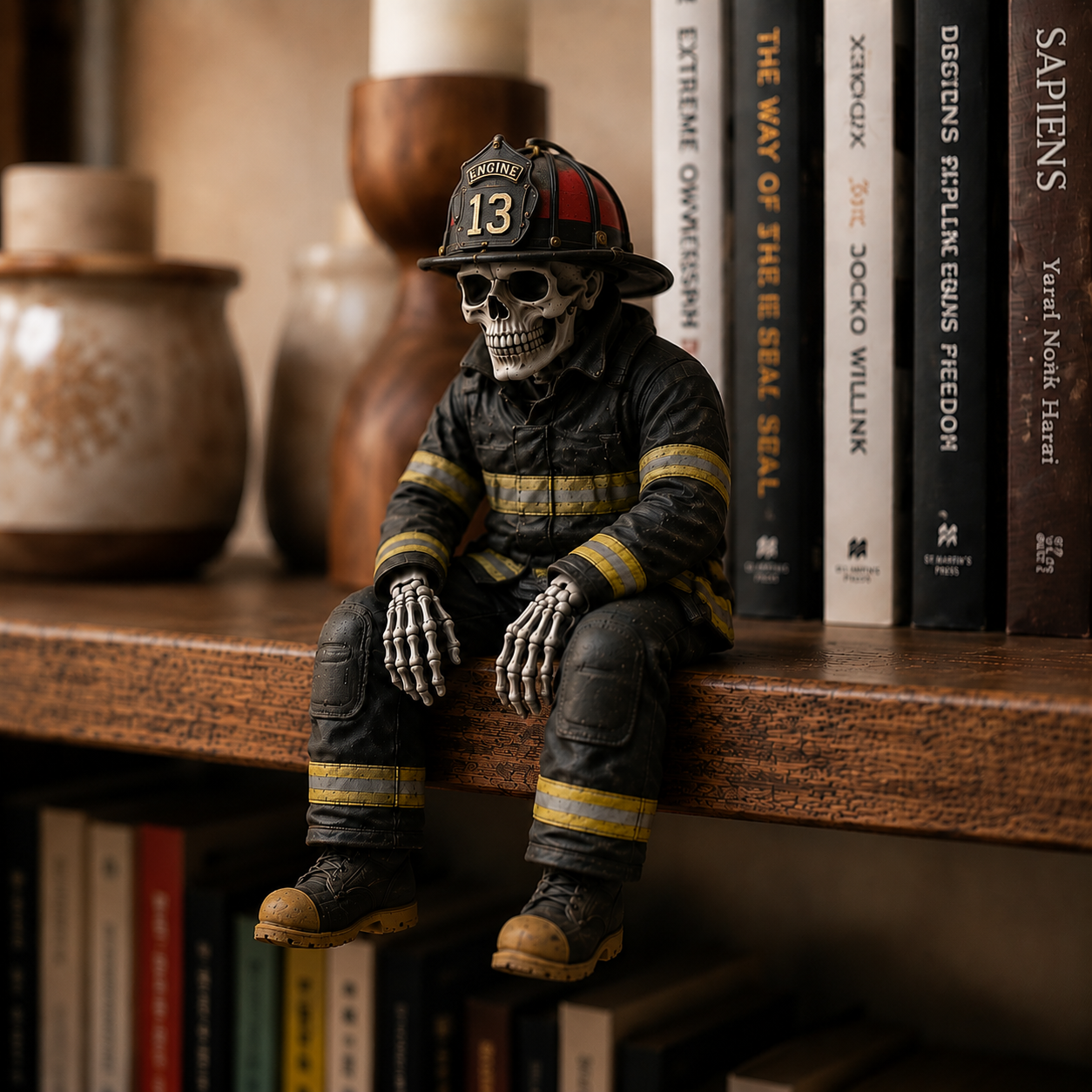 🎖️ Hero Skeleton Shelf Sitters | Police Officer & Soldier Resin Decor