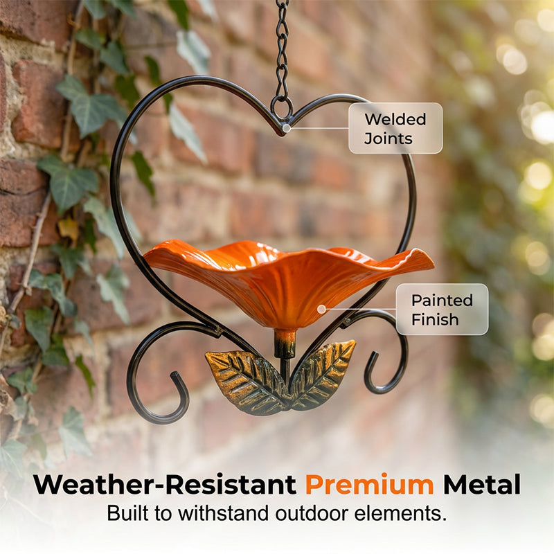 Heart-Shaped Floral Bird Feeder for Garden Birds