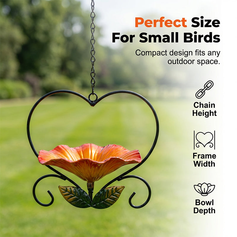 Heart-Shaped Floral Bird Feeder for Garden Birds