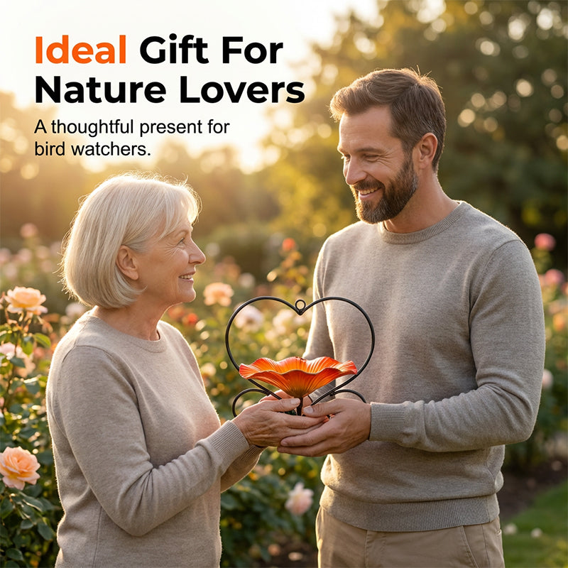 Heart-Shaped Floral Bird Feeder for Garden Birds