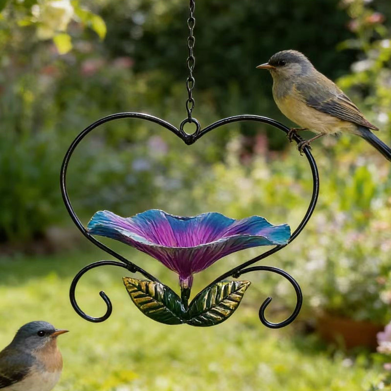 Heart-Shaped Floral Bird Feeder for Garden Birds