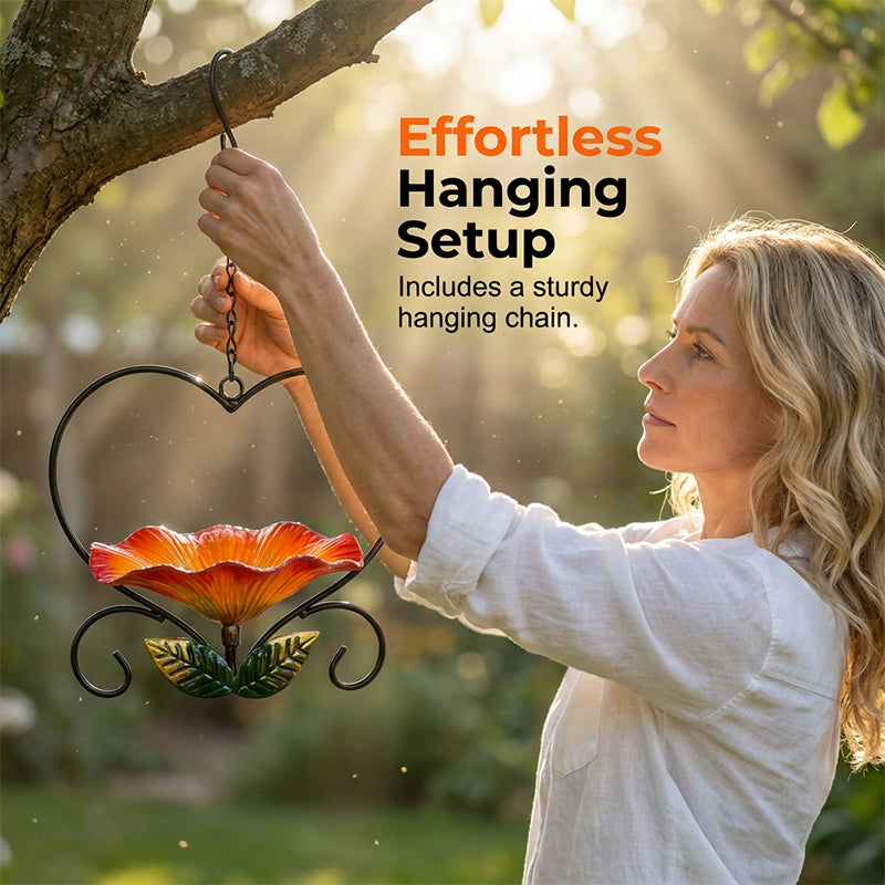 Heart-Shaped Floral Bird Feeder for Garden Birds