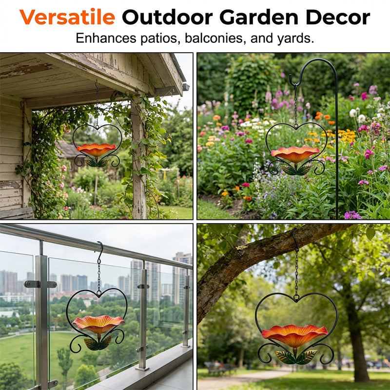 Heart-Shaped Floral Bird Feeder for Garden Birds