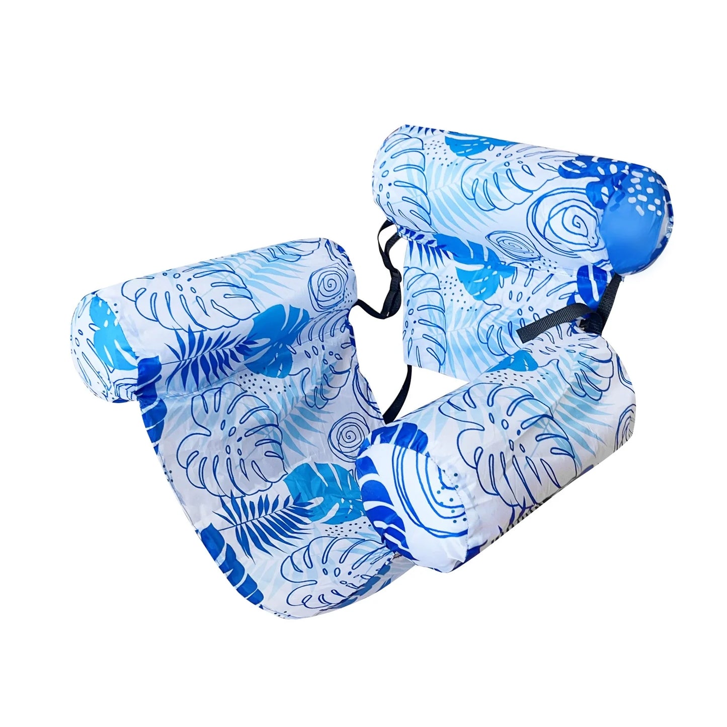 🏖️Inflatable Pool Floating Chair – Tropical Leaf PVC Pool Lounger with Backrest & Cup Holder for Summer Holidays