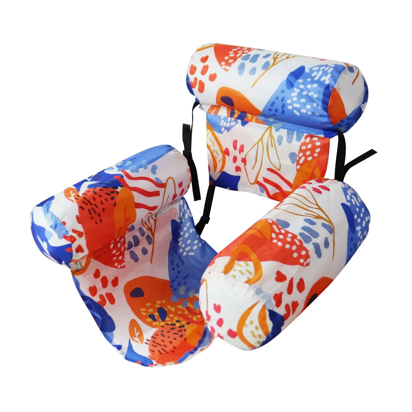 🏖️Inflatable Pool Floating Chair – Tropical Leaf PVC Pool Lounger with Backrest & Cup Holder for Summer Holidays