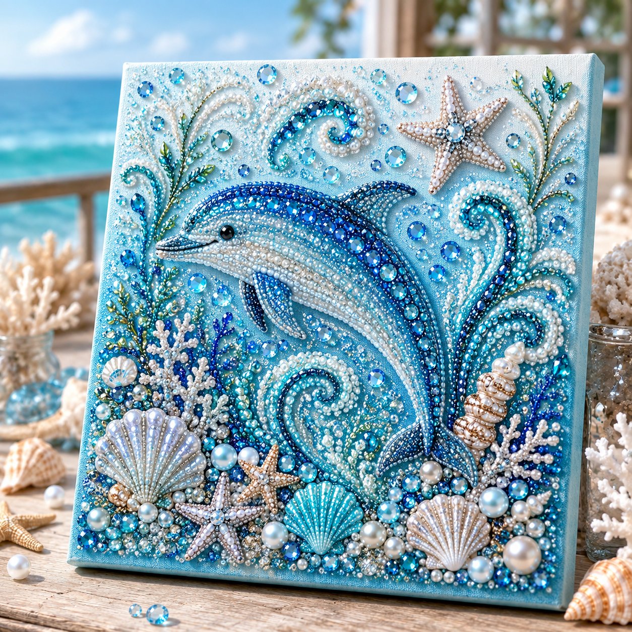 🌊✨ Ocean Theme Pearl Art DIY Kit – 3D Blue Octopus Bead Painting Craft Set for Coastal Wall Decor & Handmade Gifts
