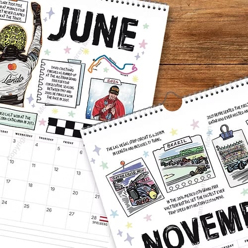 🏎️📅F1 Scrapbook Race Calendar 2026 — The ultimate wall calendar for racing fans