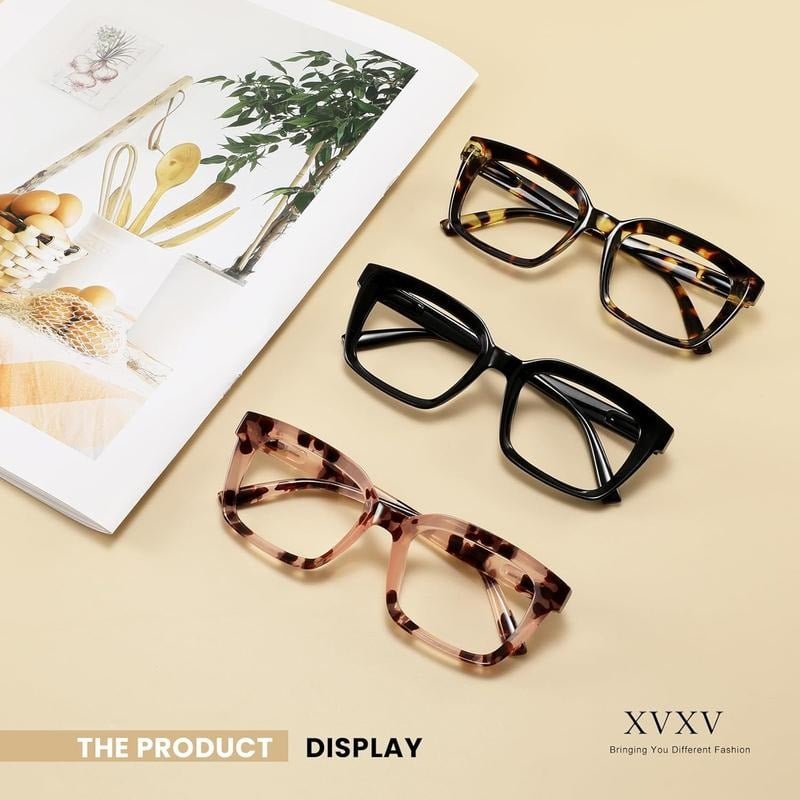 👓3-pack Tortoiseshell Reading Glasses – Oversized Square Reading Glasses That Block Blue Light