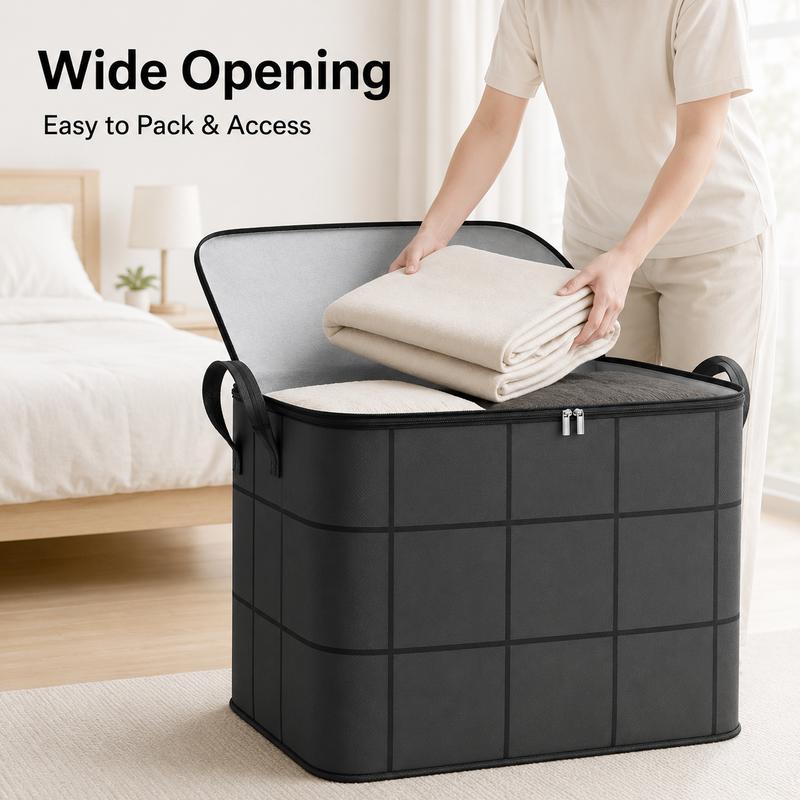 Large Capacity Foldable Storage Bag with Zipper | Waterproof Clothes, Blanket & Comforter Organizer