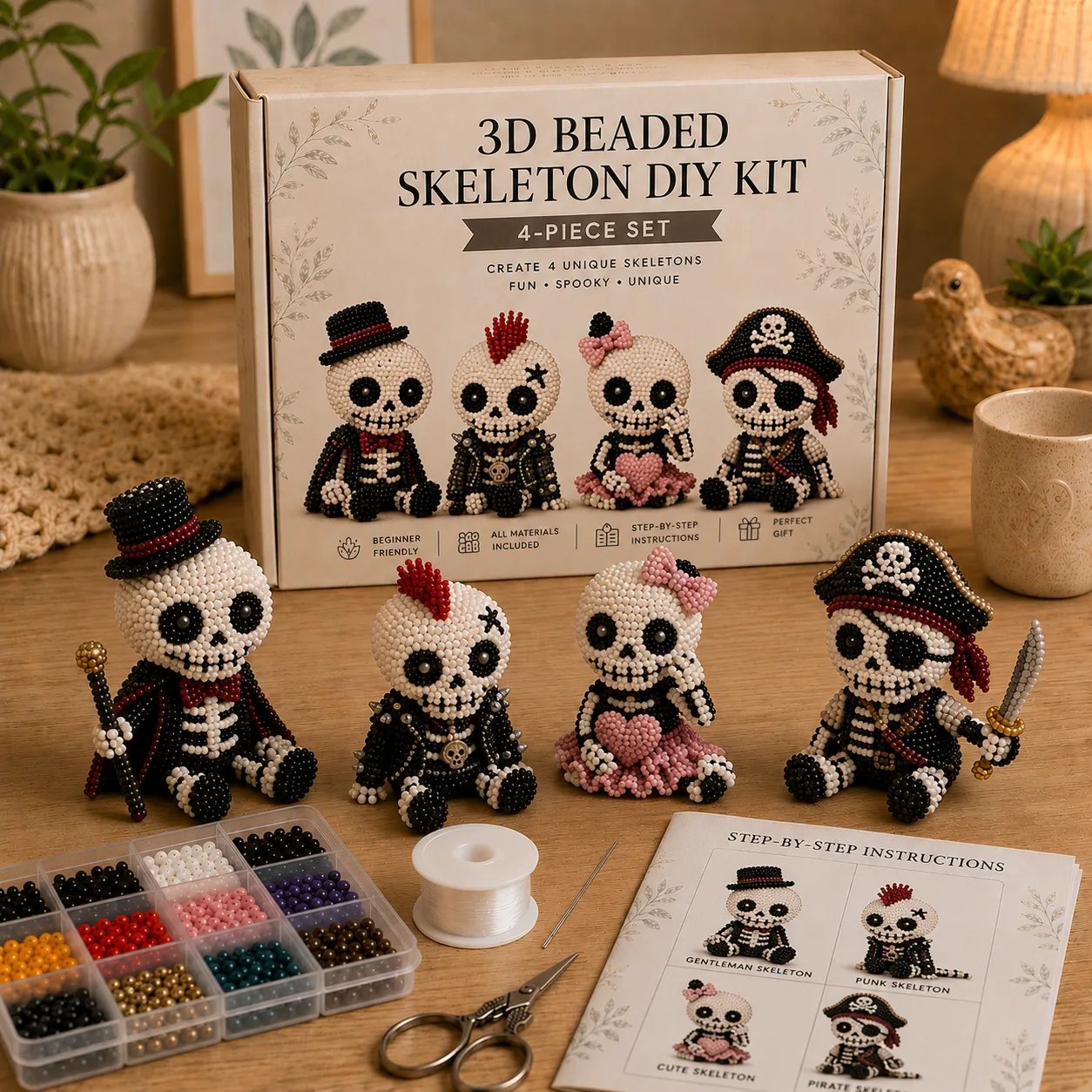 🔥Last Day 49% OFF 💀 3D Beaded Skeleton DIY Kit