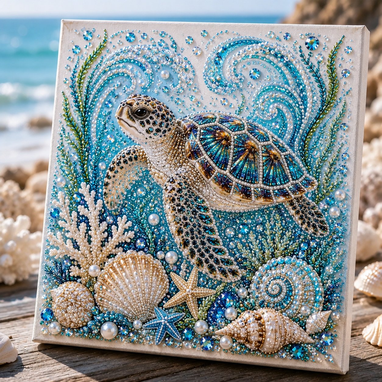 🌊✨ Ocean Theme Pearl Art DIY Kit – 3D Blue Octopus Bead Painting Craft Set for Coastal Wall Decor & Handmade Gifts