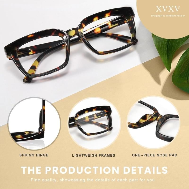 👓3-pack Tortoiseshell Reading Glasses – Oversized Square Reading Glasses That Block Blue Light