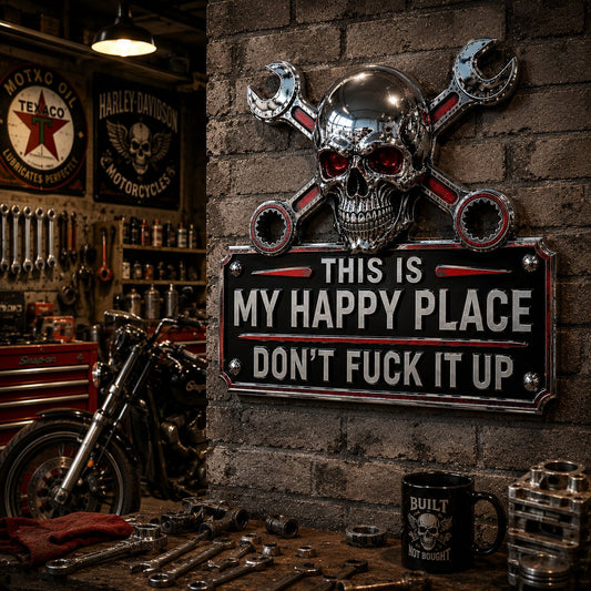 Workshops and Man Caves💀"This Is My Happy Place" Garage Wall Sign
