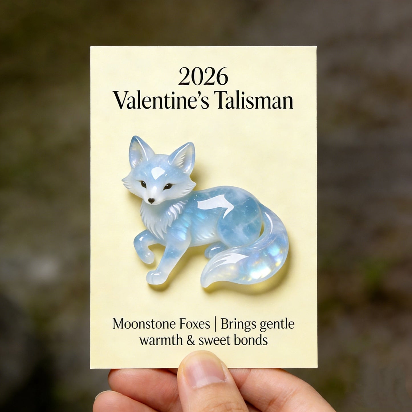 🌟 Hand-Carved & Hand-Painted Moonstone Fox Talisman 🦊 2026 Valentine‘s Symbol of Warmth & Love