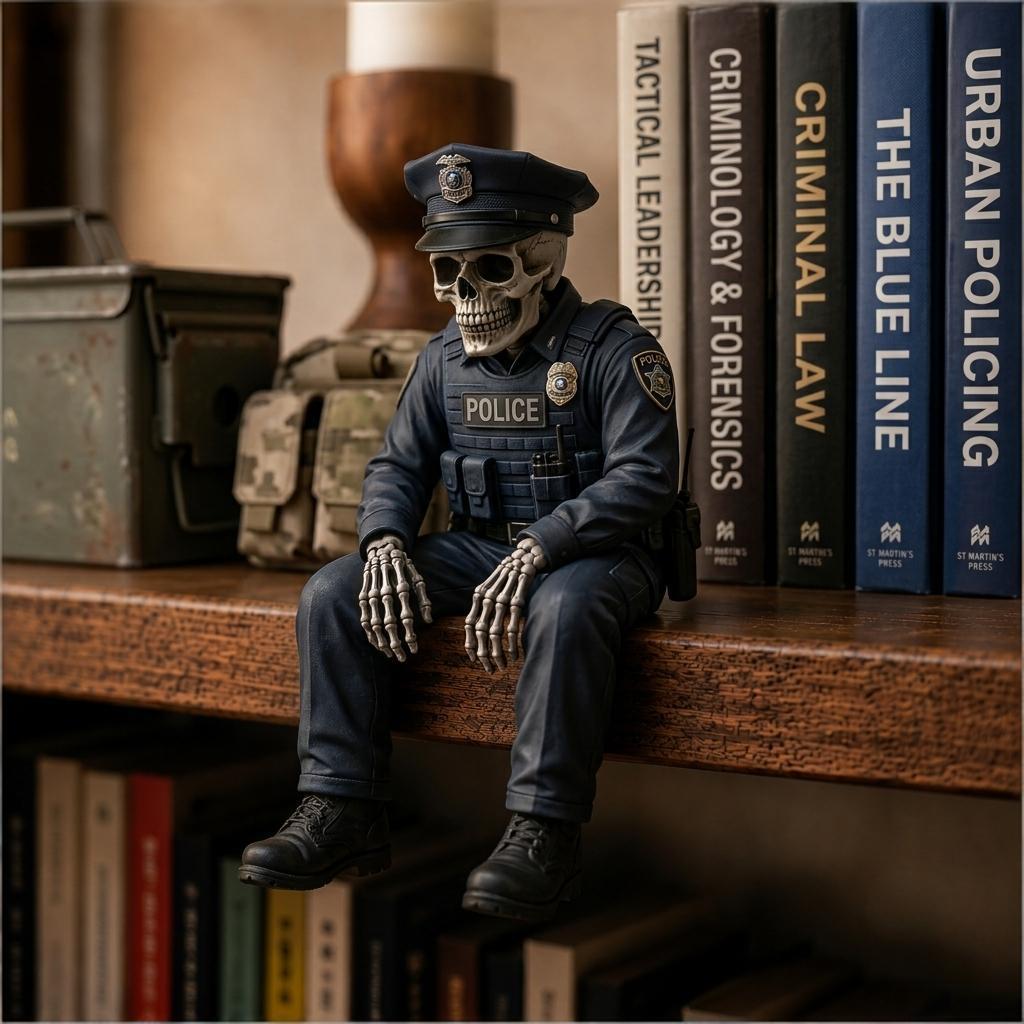 🎖️ Hero Skeleton Shelf Sitters | Police Officer & Soldier Resin Decor