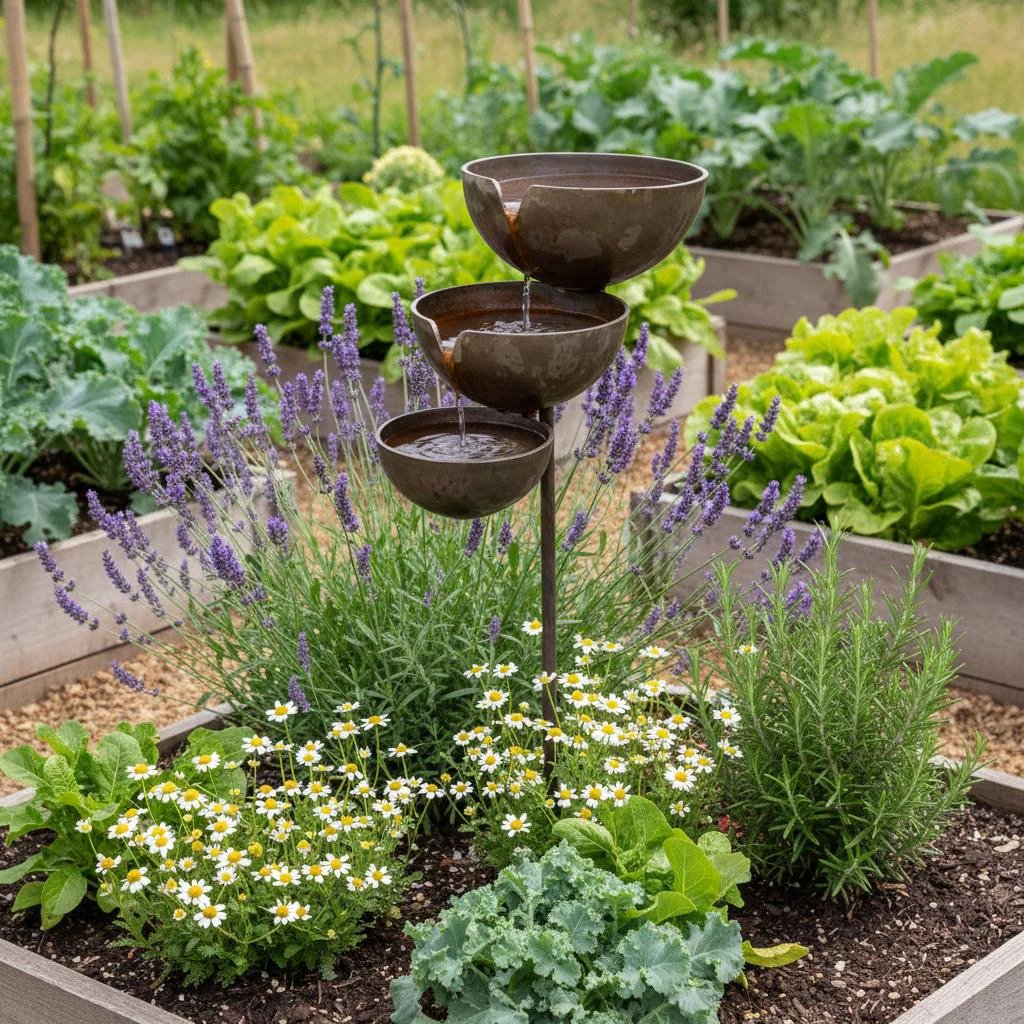 🌿🐦Cascading Rain Catcher Bird Bath – Garden Wildlife Water Feature with Stake