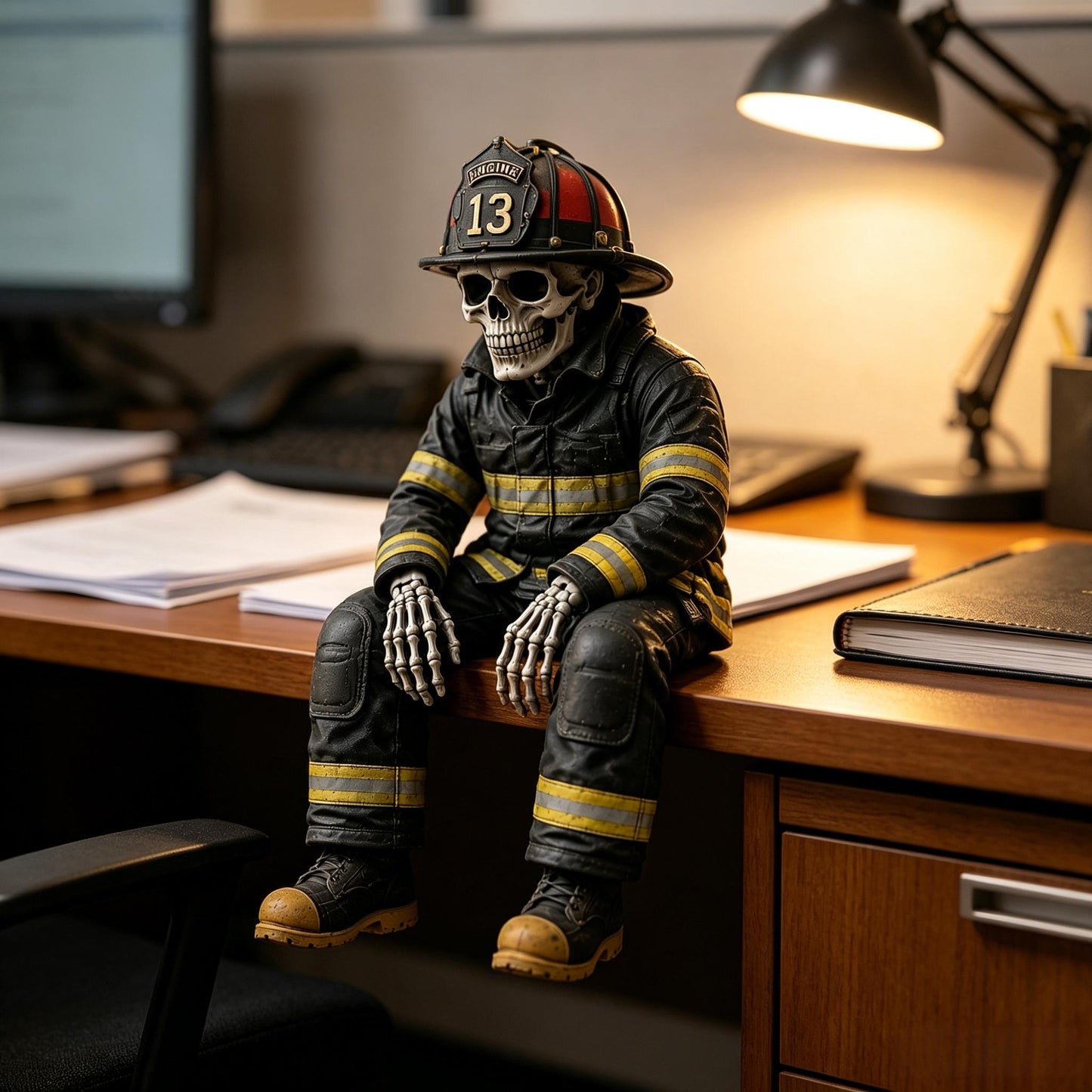 🎖️ Hero Skeleton Shelf Sitters | Police Officer & Soldier Resin Decor