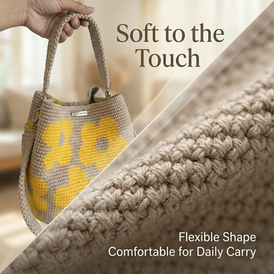 Hand-Crocheted Floral Tote Bag – Handmade Style Cotton Crochet Shoulder Bag 🌼✨