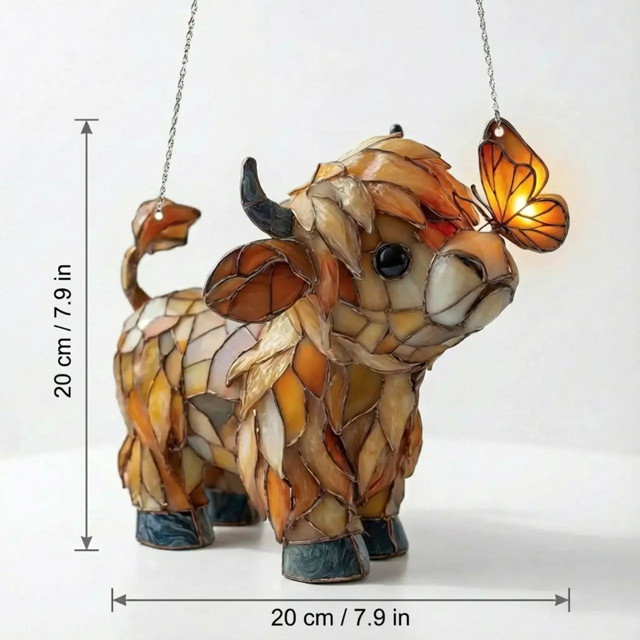 Window decoration with Scottish Highland cow: butterfly window hanger