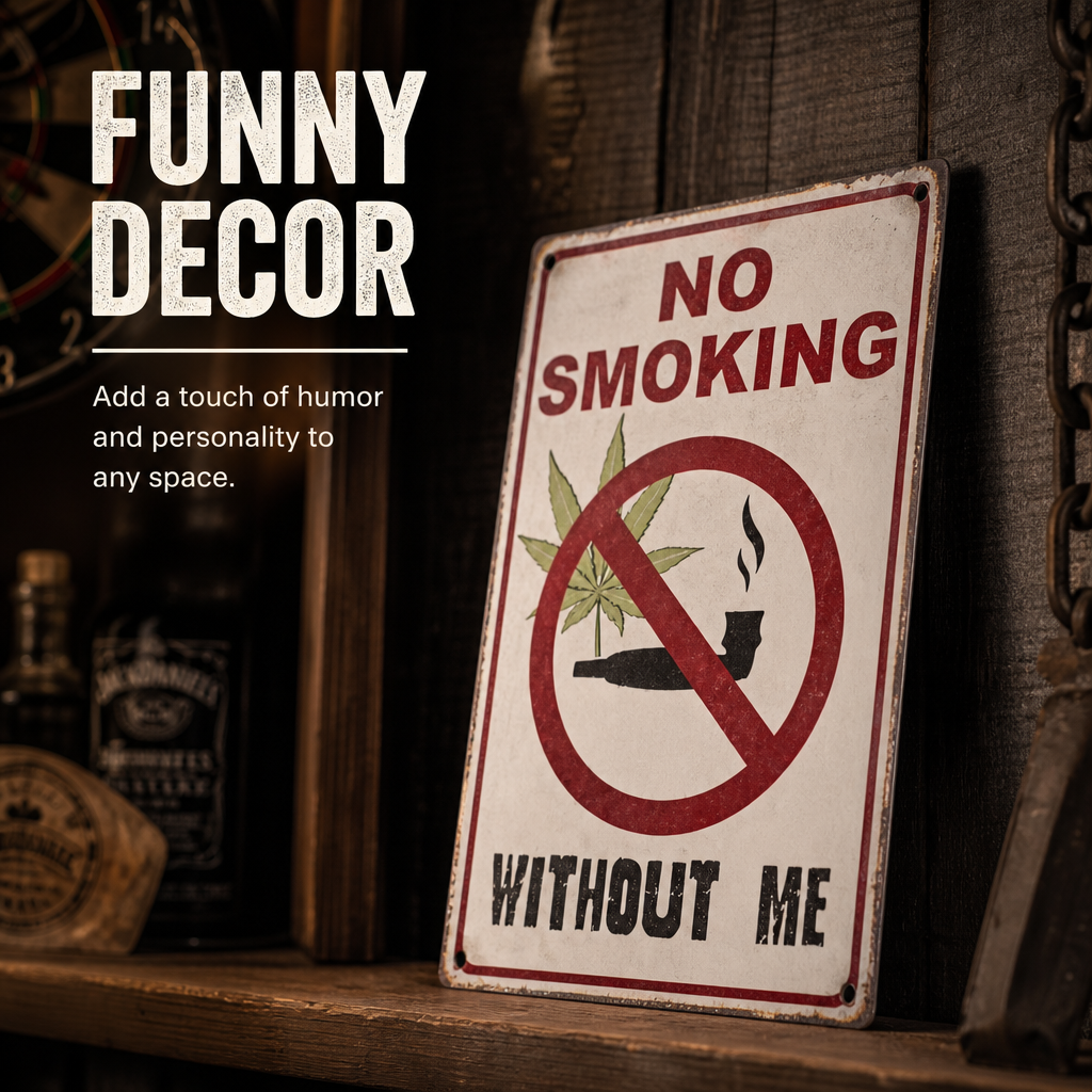 No Smoking Without Me Retro Wall Sign – Funny Vintage Garage & Man Cave Decor