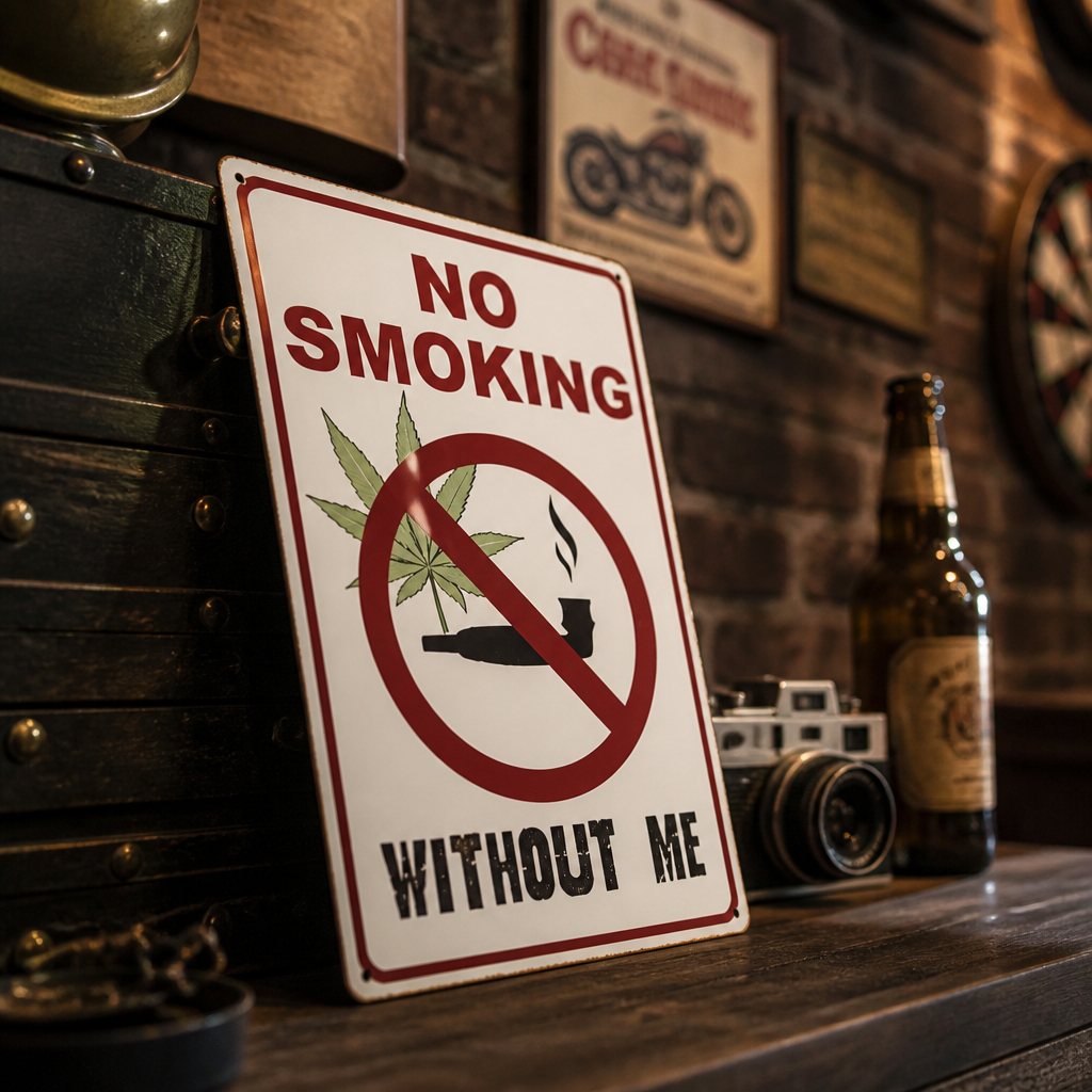 No Smoking Without Me Retro Wall Sign – Funny Vintage Garage & Man Cave Decor