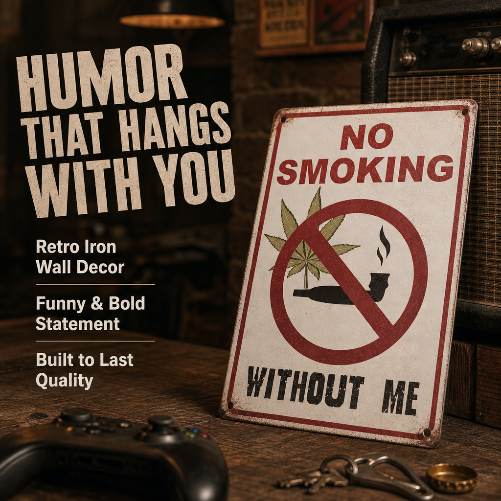 No Smoking Without Me Retro Wall Sign – Funny Vintage Garage & Man Cave Decor